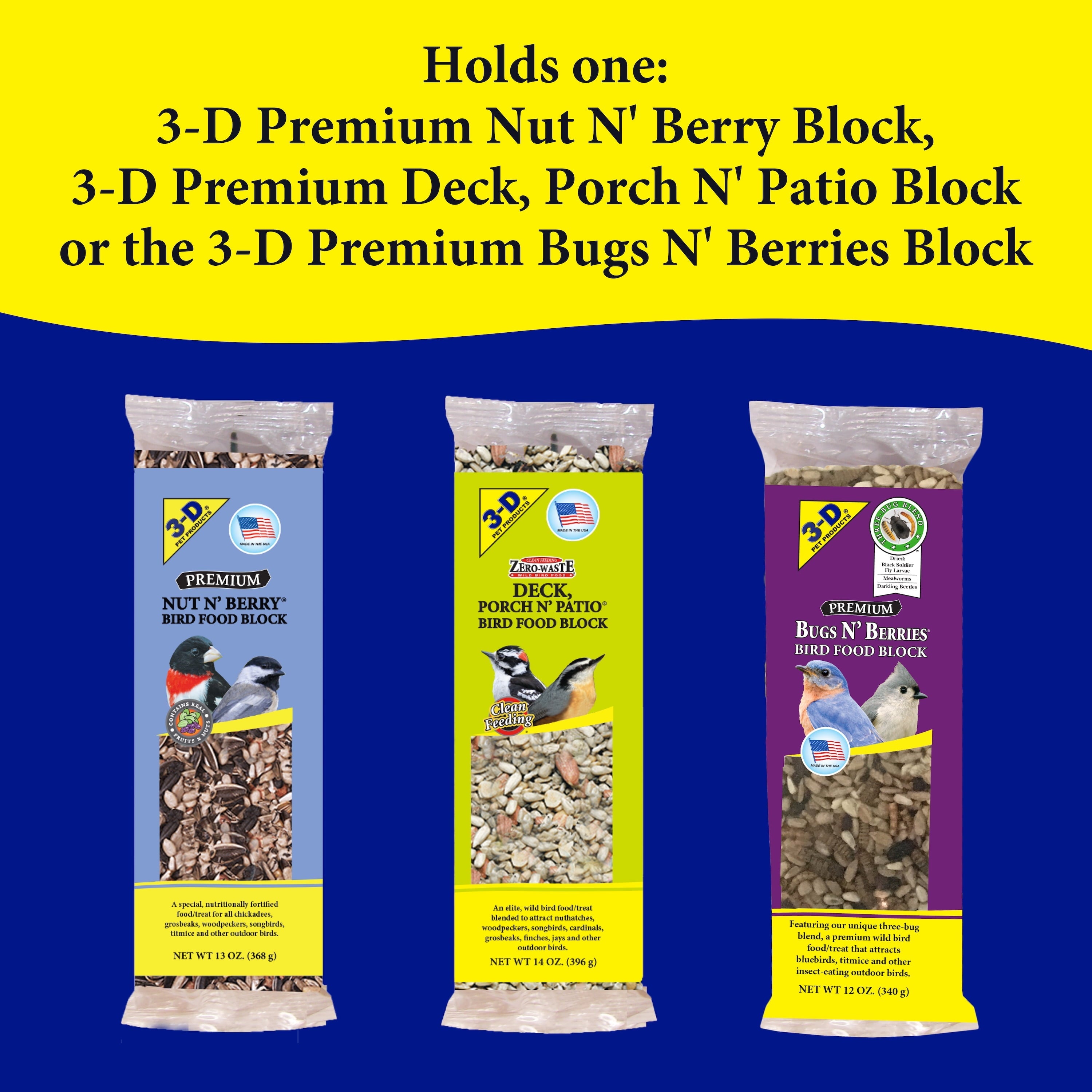 3-D Pet Products Gray Metal Wild Bird Feed Block Feeder, Holds 1 Block