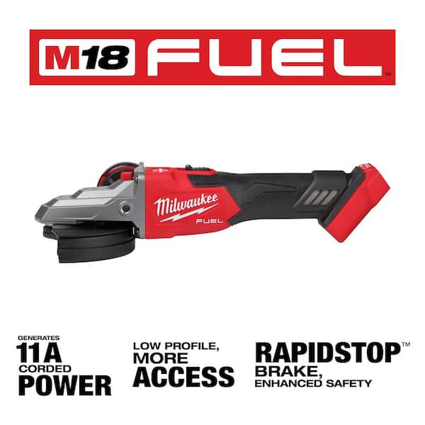 M18 FUEL 18V Lithium-Ion Brushless Cordless 5 in. Flathead Braking Grinder with Slide Switch Lock-On (Tool-Only)