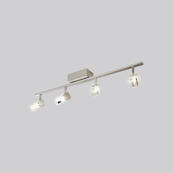 Cantil 33.19 in. Matte Nickel LED Track Lighting Kit with Clear Acrylic Shades