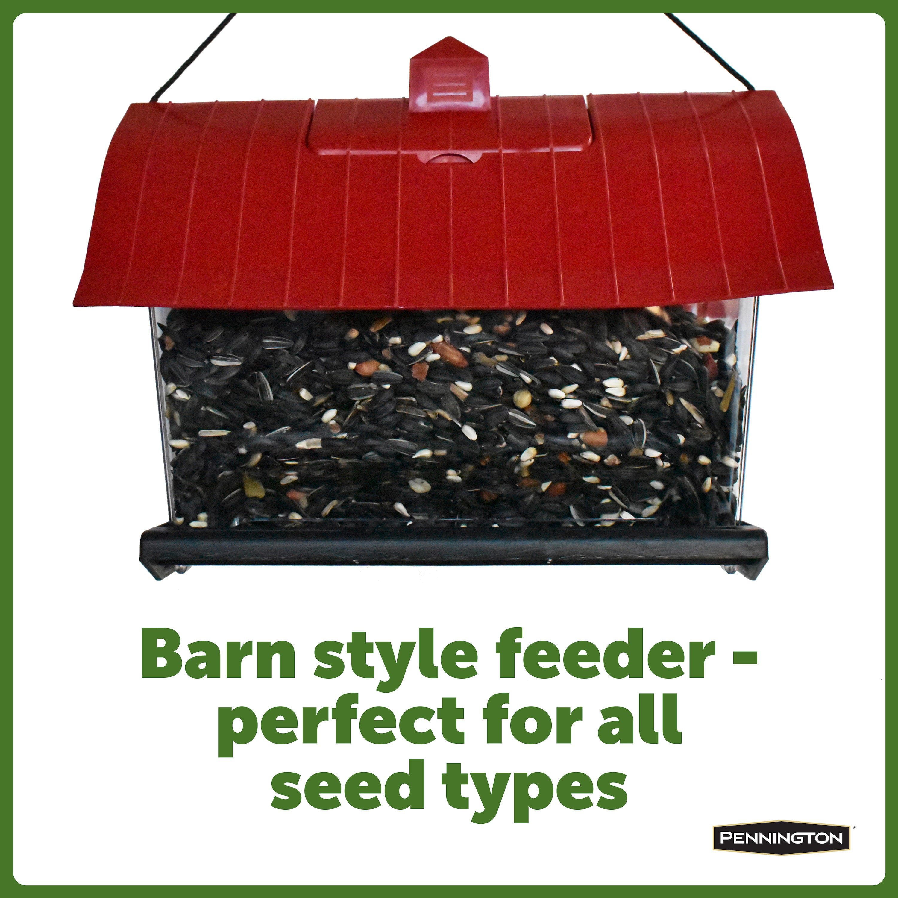 Pennington Red Resin Barn Wild Bird Feeder, 4.5 lb. Capacity