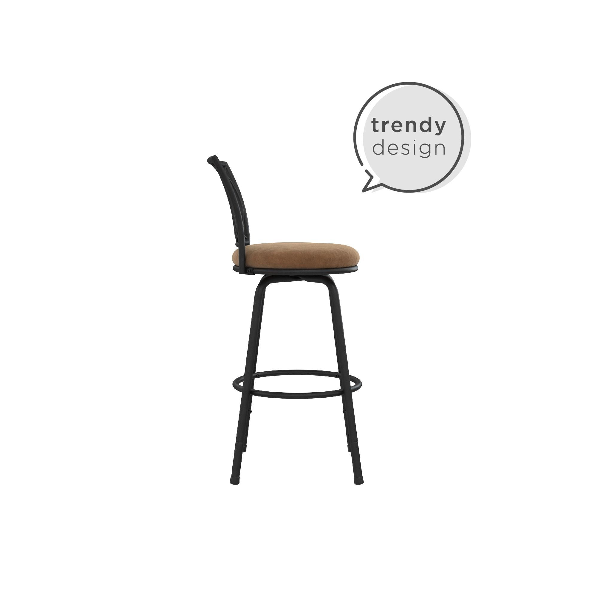 DHP Arcadio Adjustable Swivel Barstool, Tan Microfiber, Set of 3