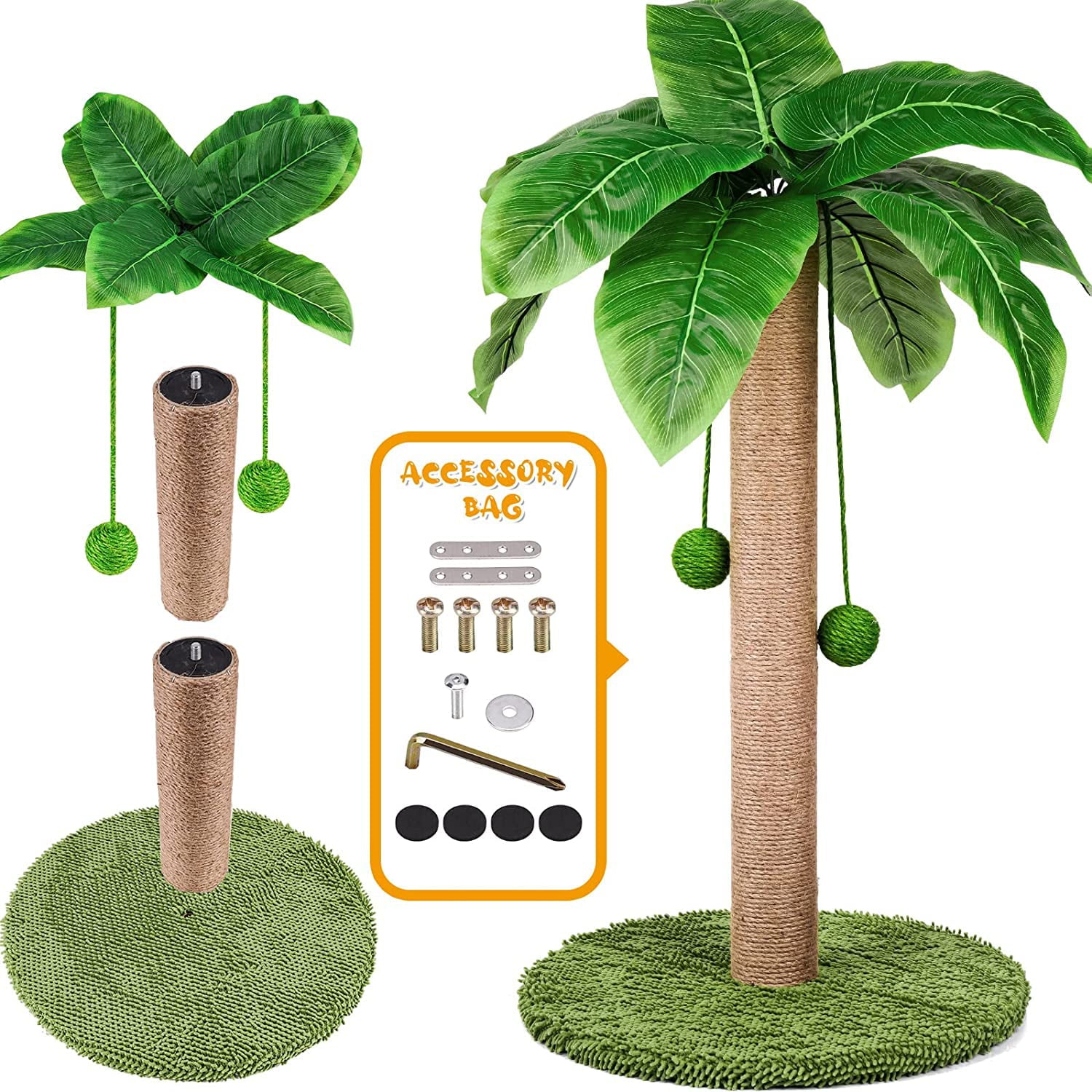 ZooZoo Cat Scratching Post 23 Inches - Coconut Tree