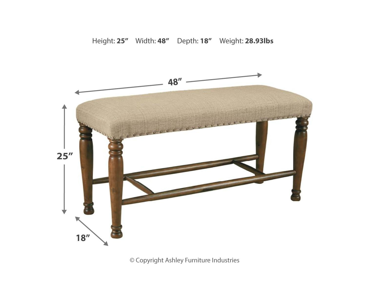 Signature Design by Ashley Lettner Counter Height Upholstered Dining Room Bench, Brown