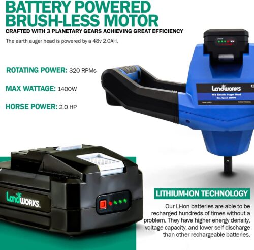 Landworks Bit Heavy Duty Eco-Friendly Ice Auger Power Head