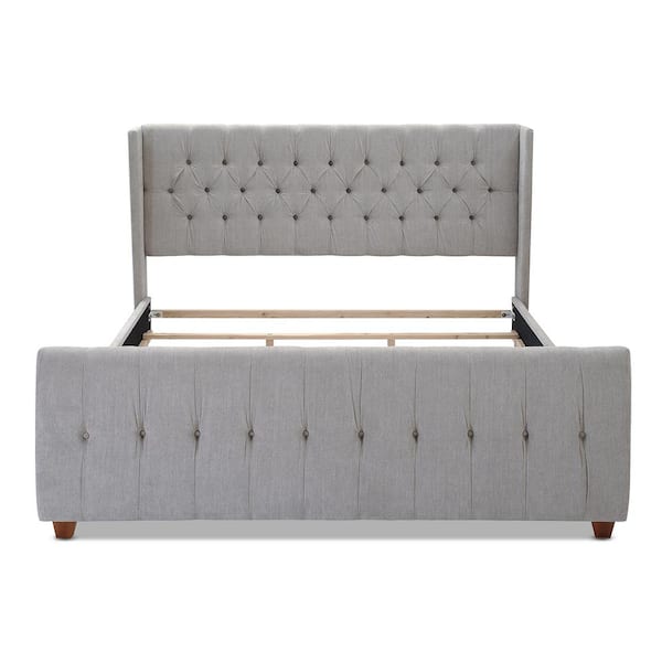 David Silver Grey King Upholstered Bed