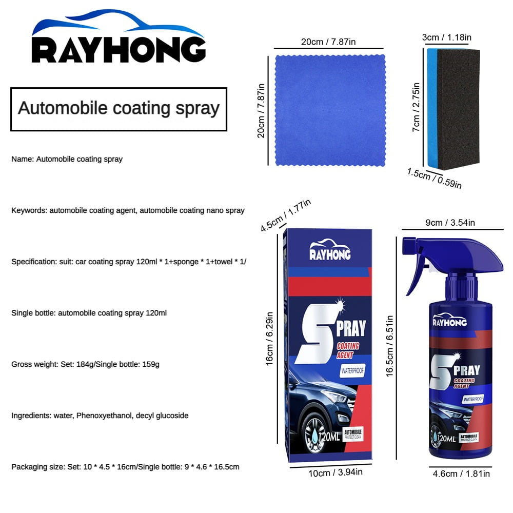 3 -Piece Set RAYHONG Quick-acting Coating Spray Car Nano-ceramic Coating Agent Car Scratch Repair Glass Hydrophobic Coating Care