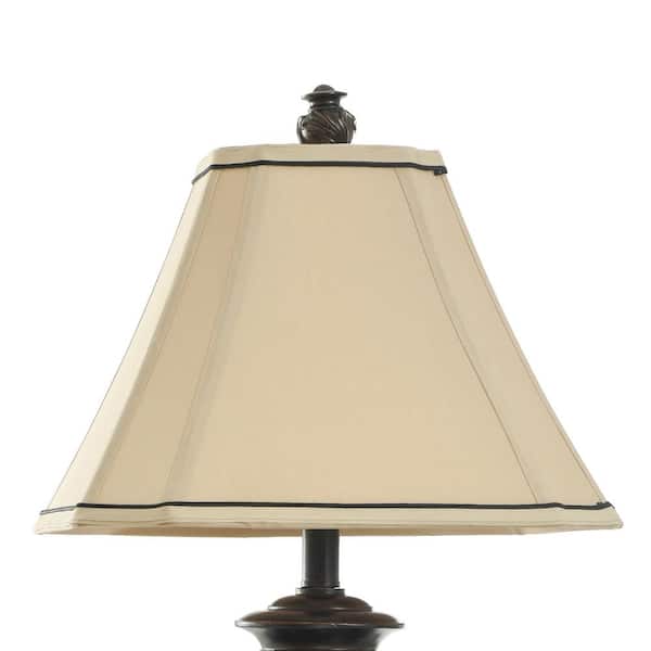 30 in. Burgundy Table Lamp with Cream Fabric Shade