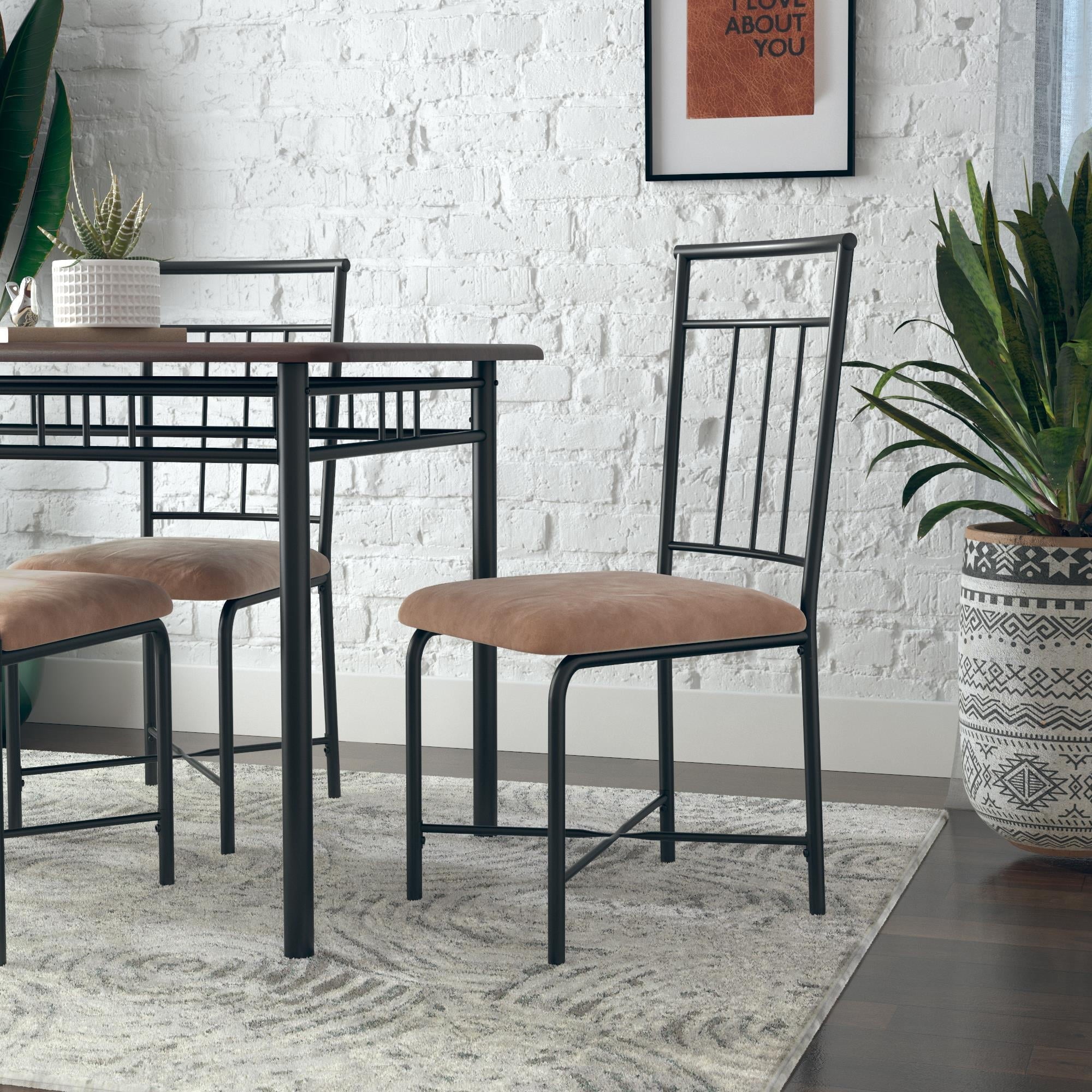 Mainstays Louise Traditional 5-Piece Wood & Metal Dining Set, Deep Walnut