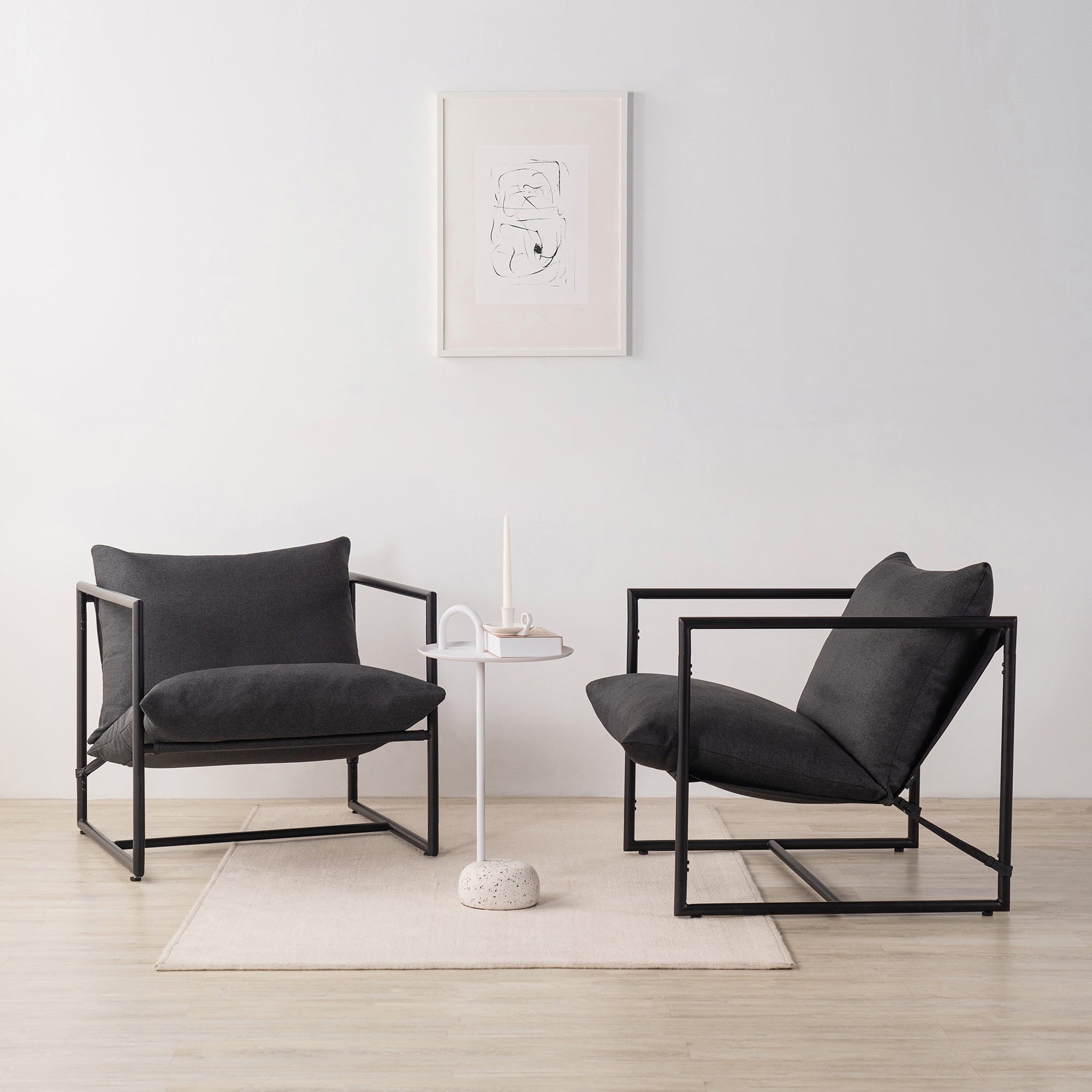 Zinus Aidan Metal Framed Sling Accent Chair, Dark Grey