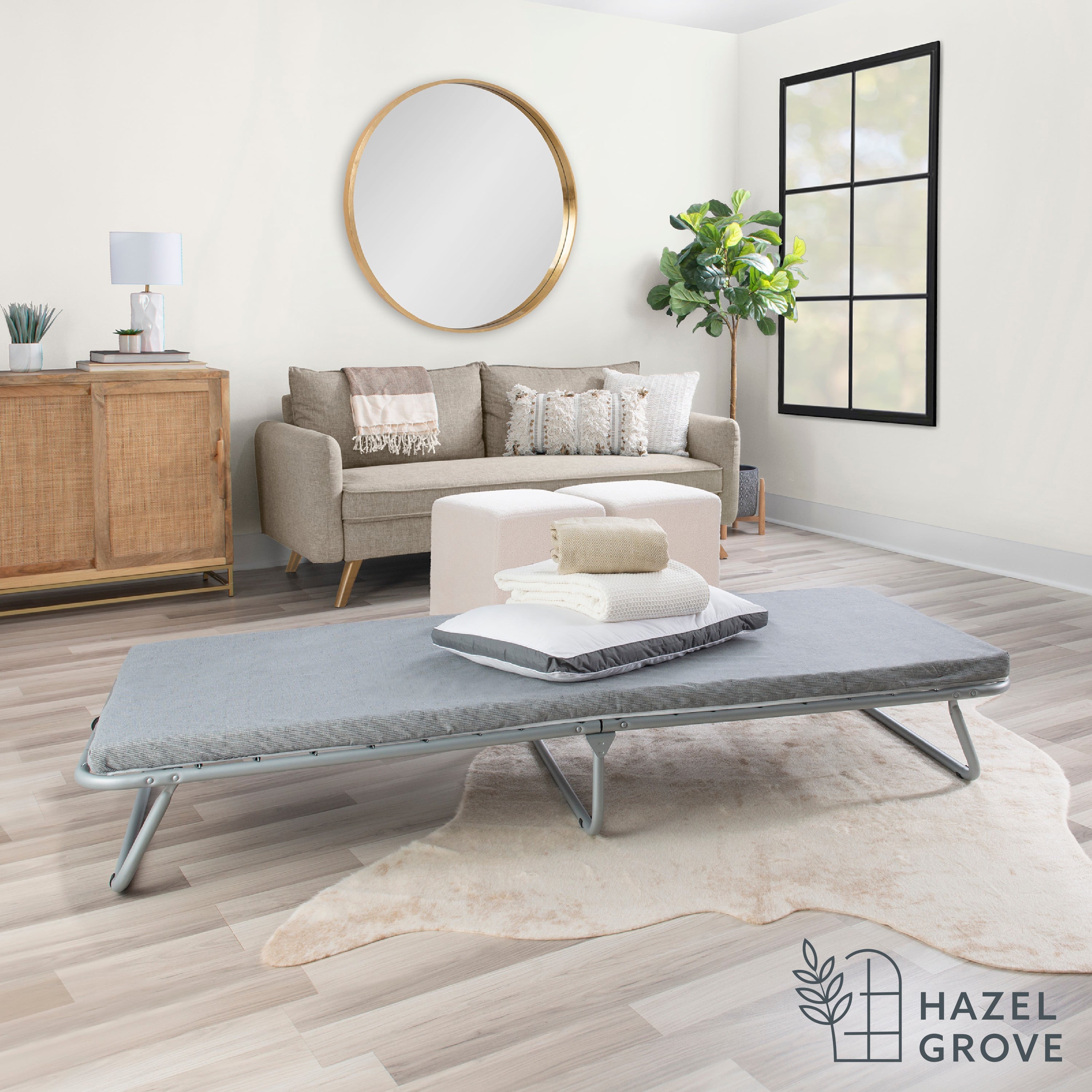 Hazel Grove Luca Folding Cot Guest Bed with 2