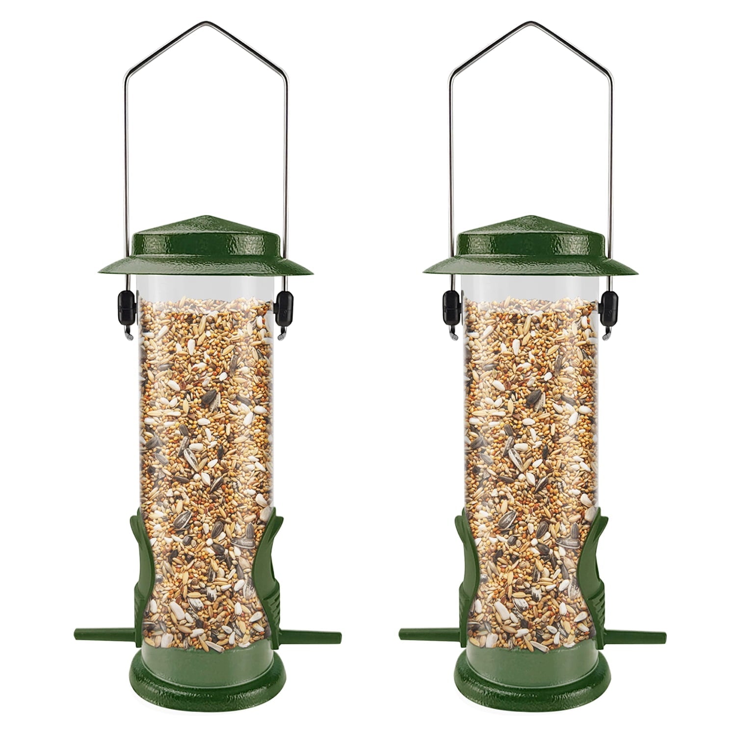 Urban Deco Wild Bird Feeders for Outdoors Hanging 2 Pack Stainless Steel Tube Bird Feeder Squirrel Proof, Finch Feeder for Garden Backyard Decoration (Coffee)