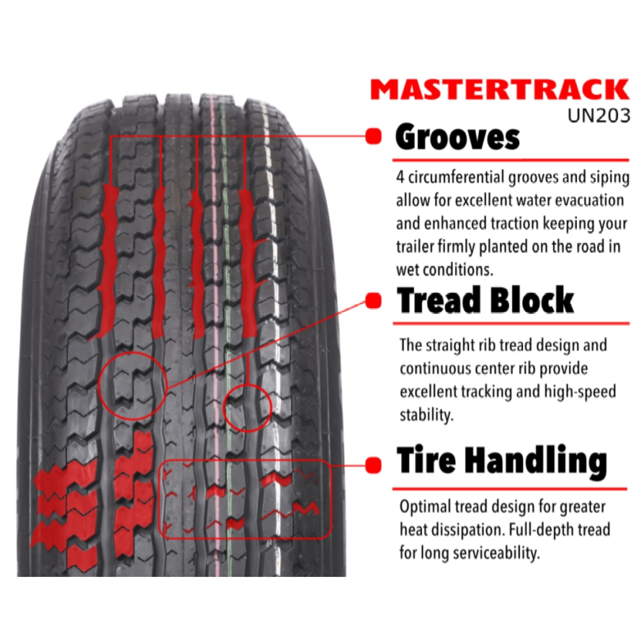Mastertrack UN203 ST205/75R15 8 Ply 107/102M D Trailer Tire