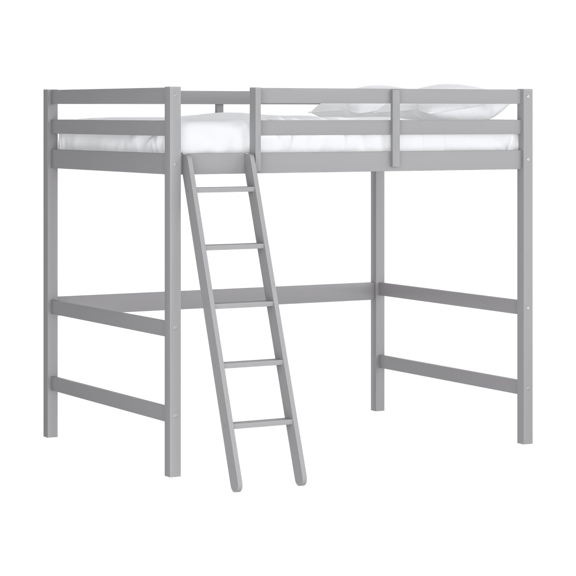 Hillsdale Campbell Wood Full Loft Bunk Bed with Ladder, up to 350 lbs Capacity, Gray