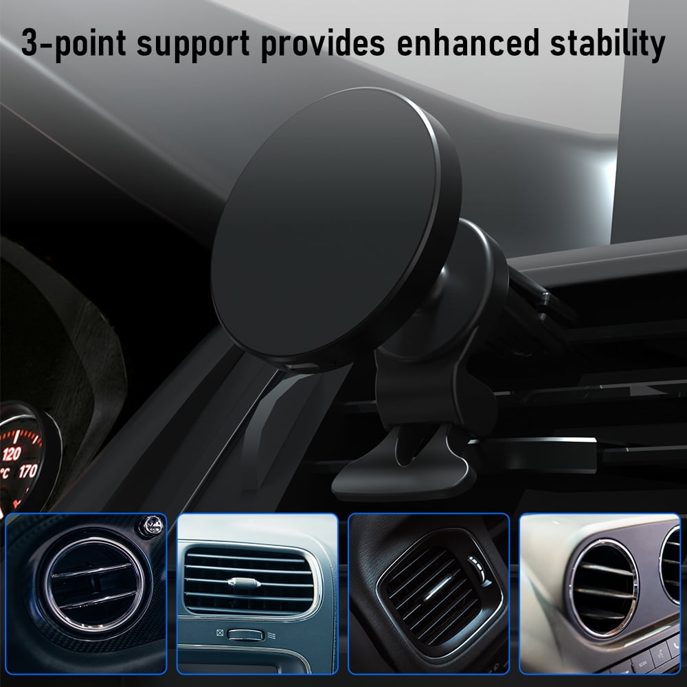 Soliom Wireless Mag-Safe Car Charger with Phone Holder Compatible with iPhone 14/13, Samsung S22