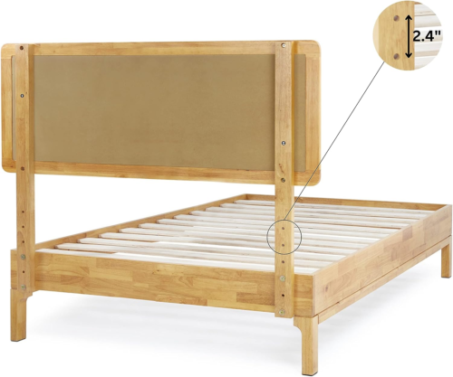 Nipe (New) 14 Inch Deluxe Bed Frame with Adjustable Headboard - Rustic & Bohemia