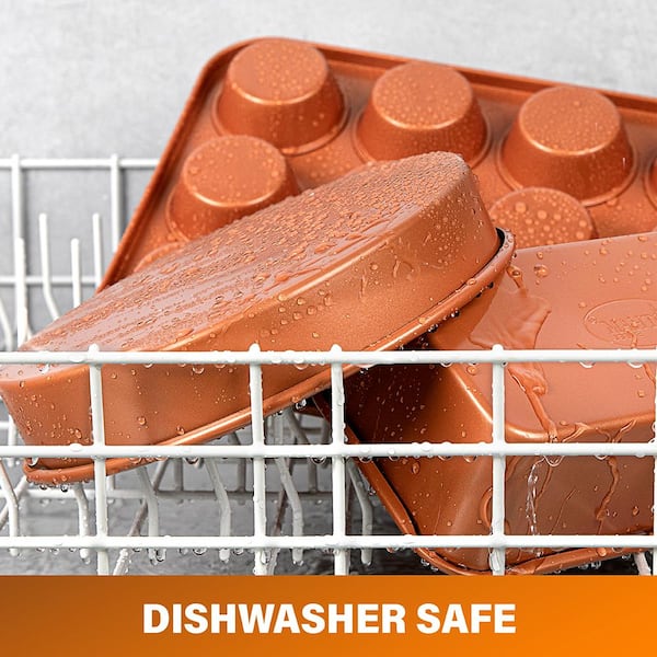 15-Piece Cast-Textured Aluminum Ultra-Nonstick PFOA Free Bakeware and Cookware Set in Copper