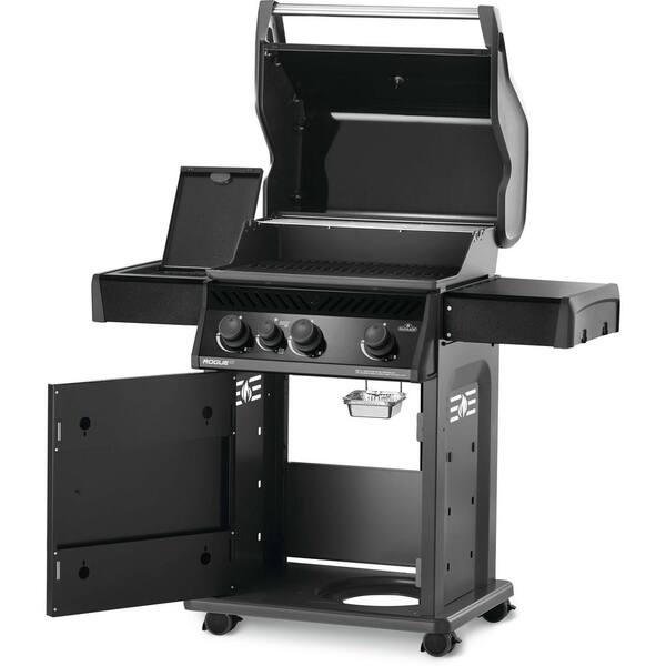 Rogue 3-Burner Propane Gas Grill with Infrared Side Burner in Black