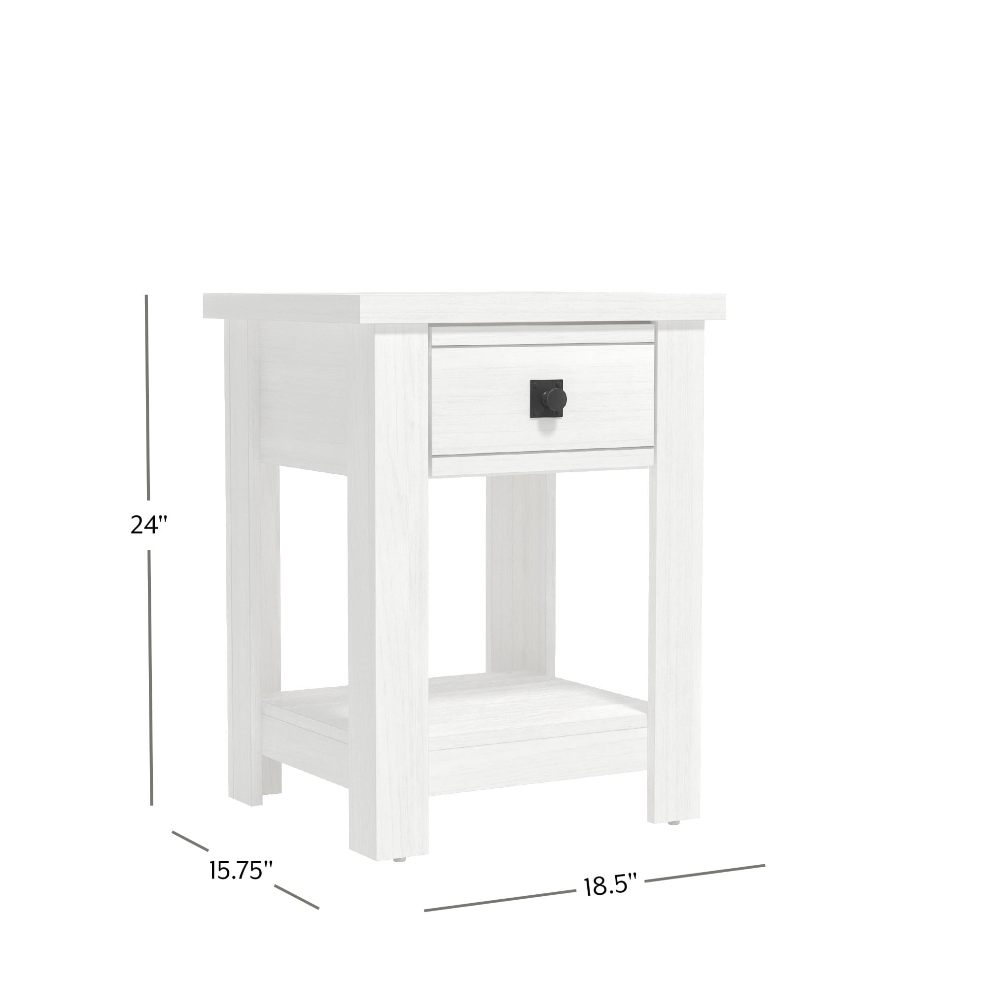 Hillsdale Addison Farmhouse 1 Drawer Nightstand, Set of 2, White