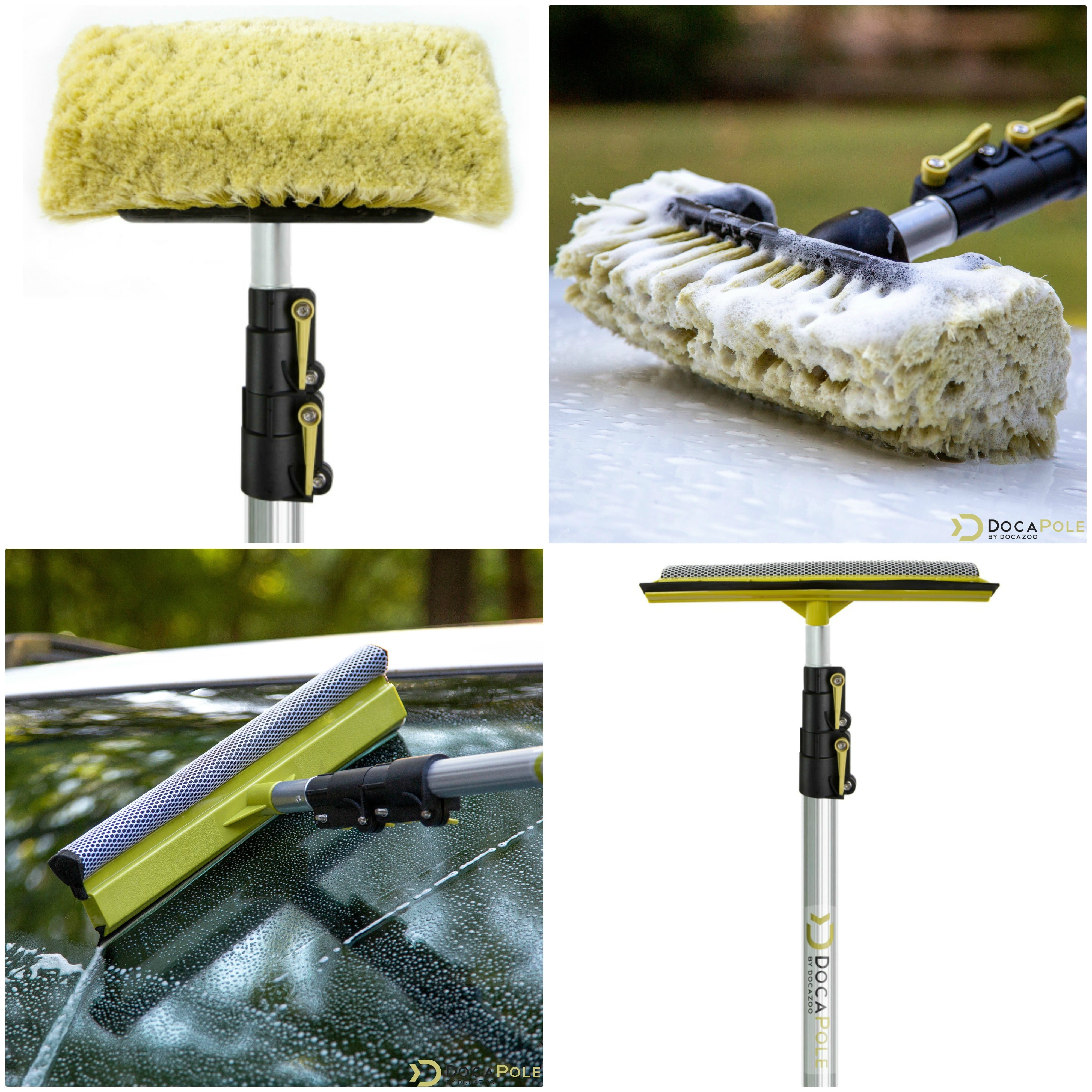DocaPole Car Cleaning Kit: Car Wash Kit with 5-12’ Extension Pole & Soft  Brush, Car Squeegee, Car Wash Mitt (2X), Microfiber Cleaning Head