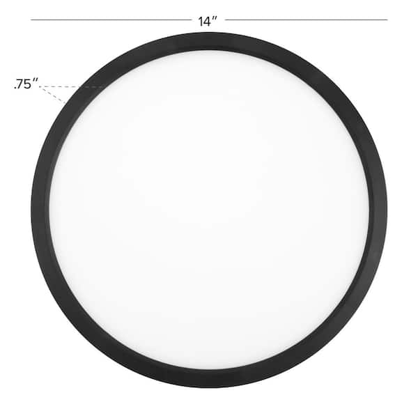 14 in.Black Selectable LED Flush Mount Ceiling Light, 5 CCT  2700K-5000K, 2200 Lumens, Trim Round, Panel Light, Dimmable