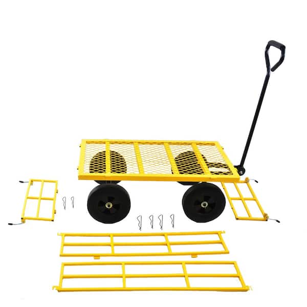 3.5 cu. ft. Metal Yard Wagon Garden Cart Removable Sides Yellow