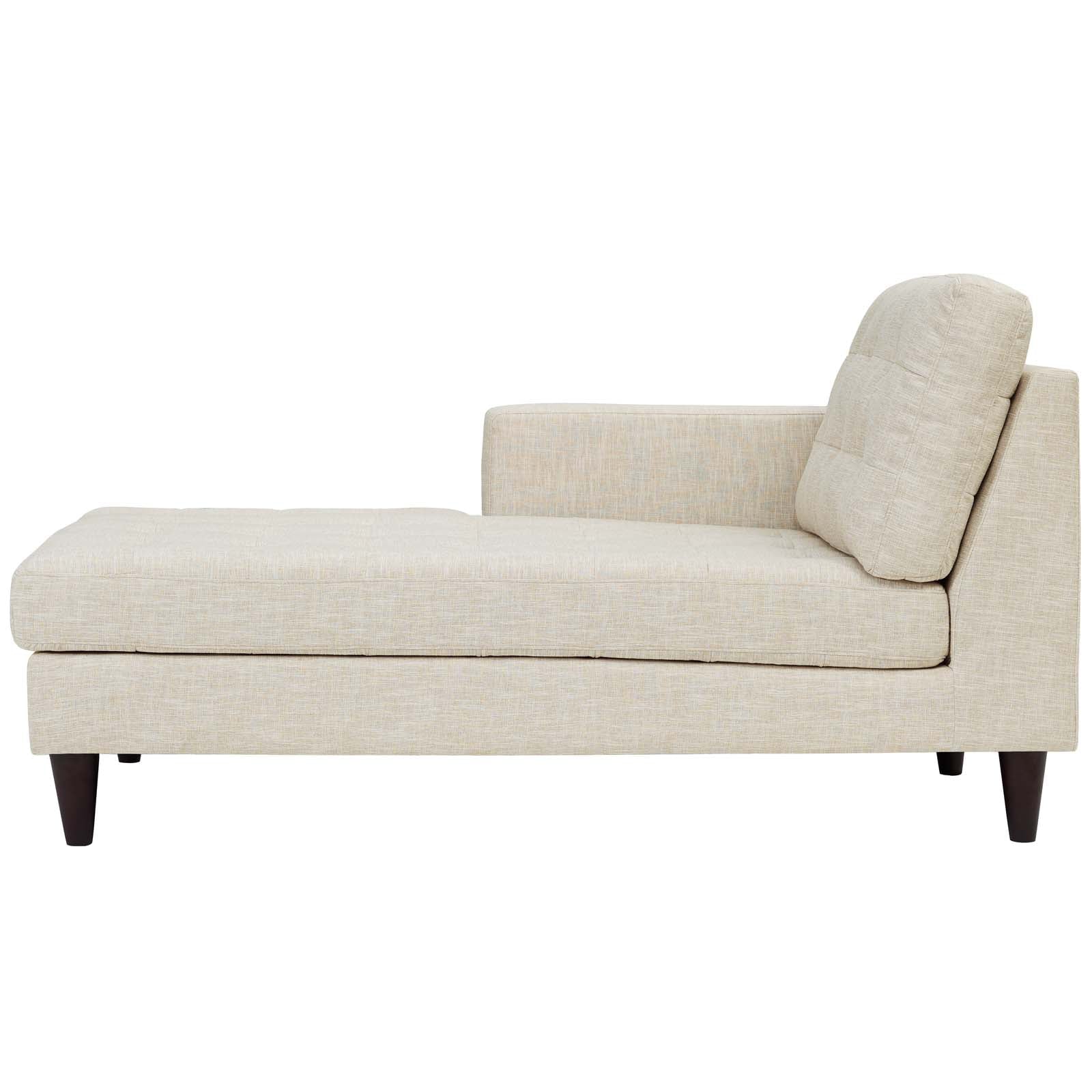 Modway Empress Left-Arm Upholstered Fabric Chaise in Beige