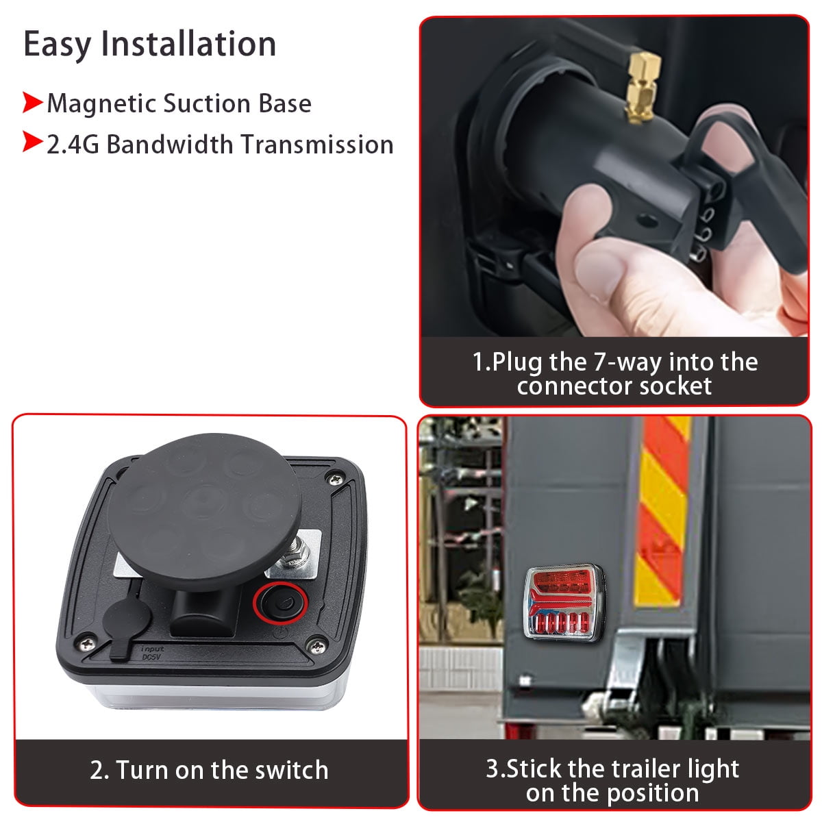 Wireless Magnetic Tow Light Kit, Rechargeable Battery Tow Trailer Lights Kit for Trailers, Trucks, Campers,and Boats