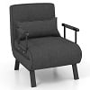 Costway Folding 6 Position Convertible Sleeper Bed Armchair Lounge Couch w/ Pillow Gray