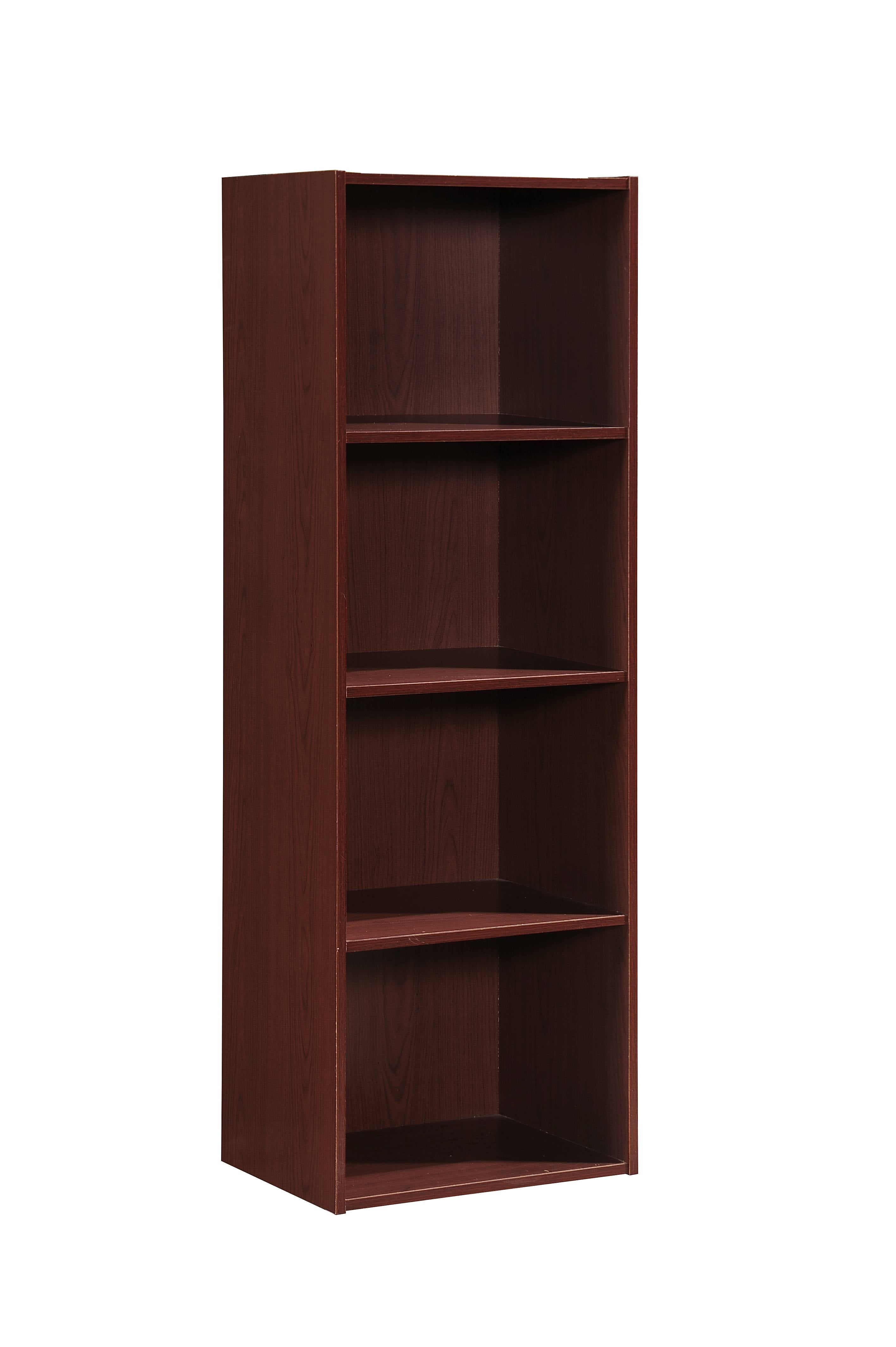 Hodedah 4-Shelf Wood Bookcase, Black
