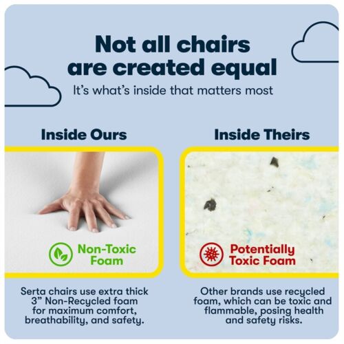 Serta Hannah Microfiber Office Chair with Headrest Pillow Plush Beige