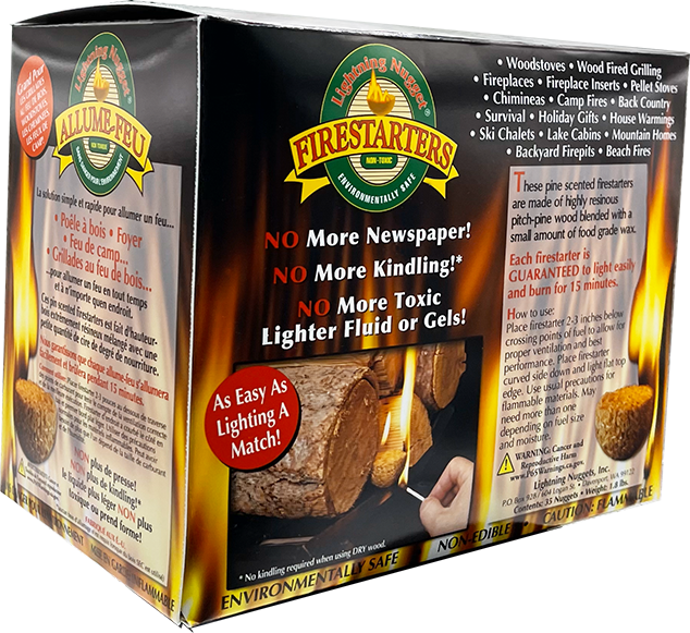 Lightning Nuggets - All Natural Fire Starters - Lightning Nugget 35 Count box with each nugget measuring 2 1/8