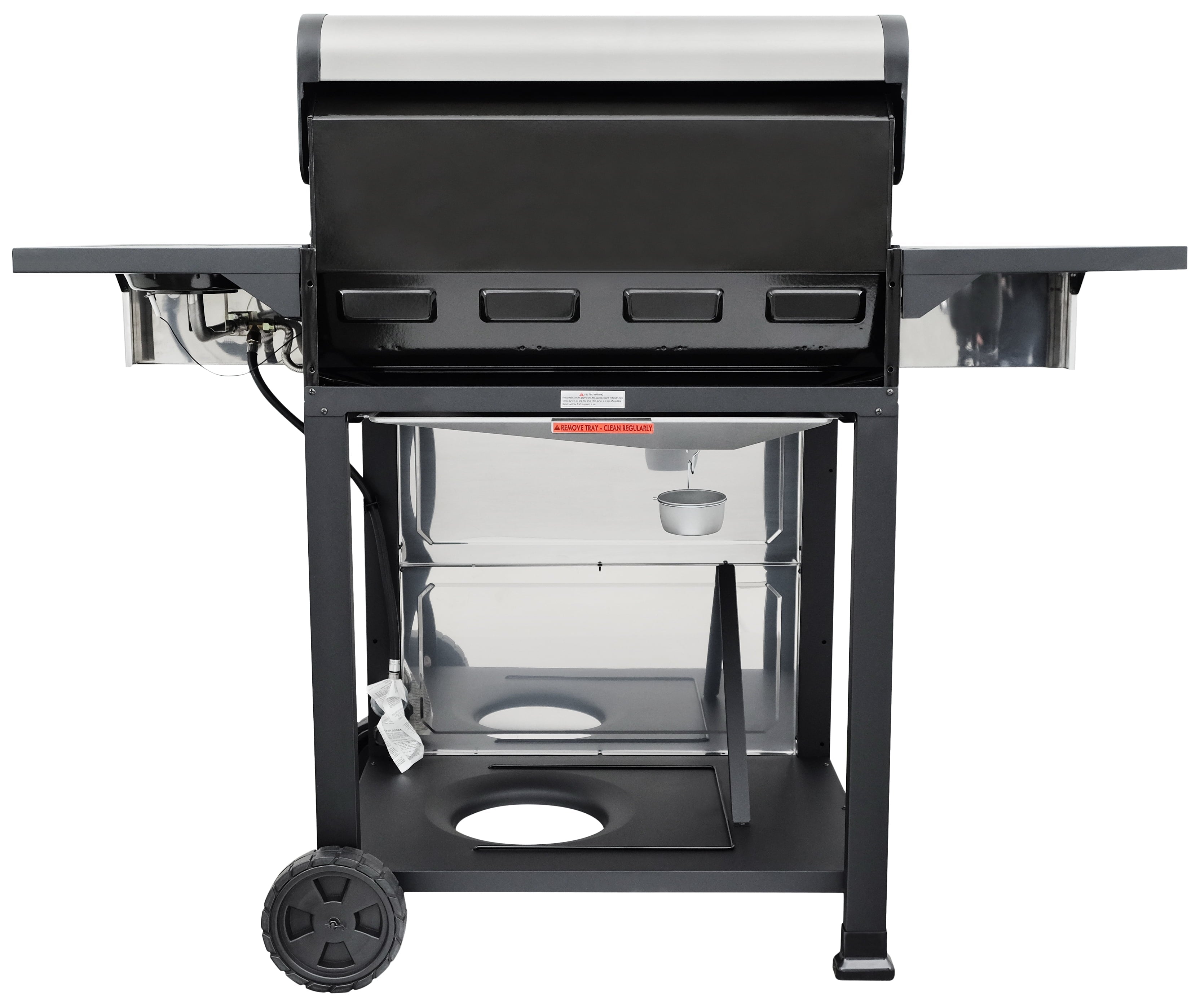 4-Burner Outdoor Propane Gas Grill with Side Burner, Open Cart, Stainless Steel