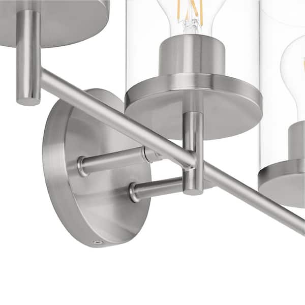 Kinglet 20 in. 3-Light Brushed Nickel Vanity Light, Towel Bar, Towel Ring Paper Holder and Towel Hook Bath Set (5-Piece)