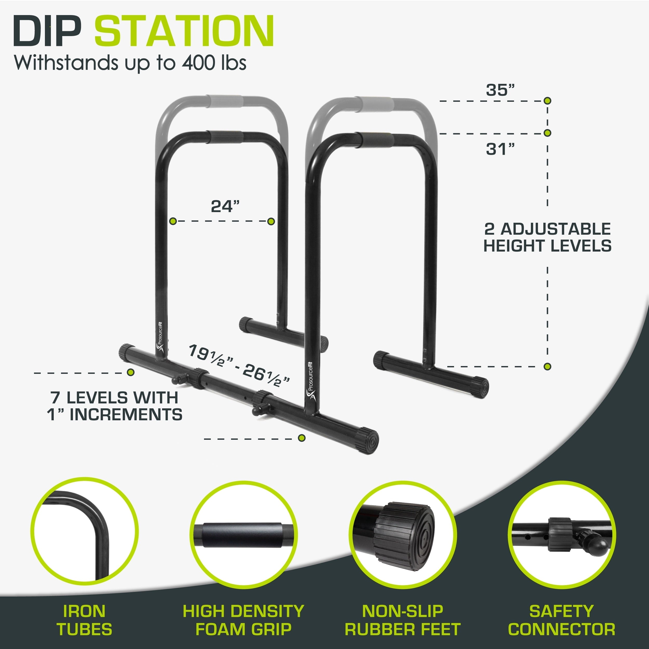 ProsourceFit Dip Stand Station with Safety Connector, 35