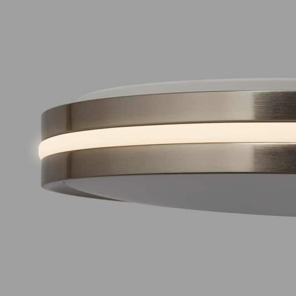 Ashburrow 15 in. Light Brushed Nickel Adjustable CCT Integrated LED Flush Mount with Night Light