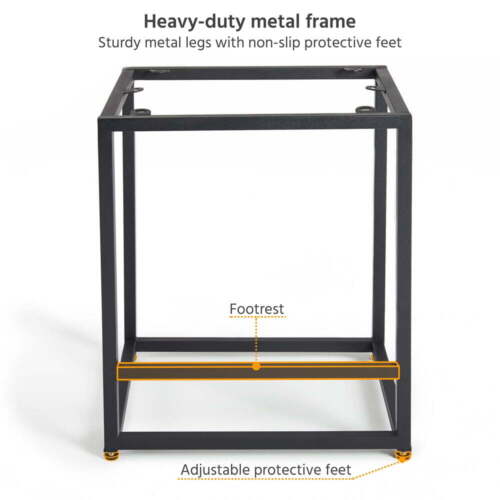 24" Modern Backless Counter Bar Stools, Set of 2, Black