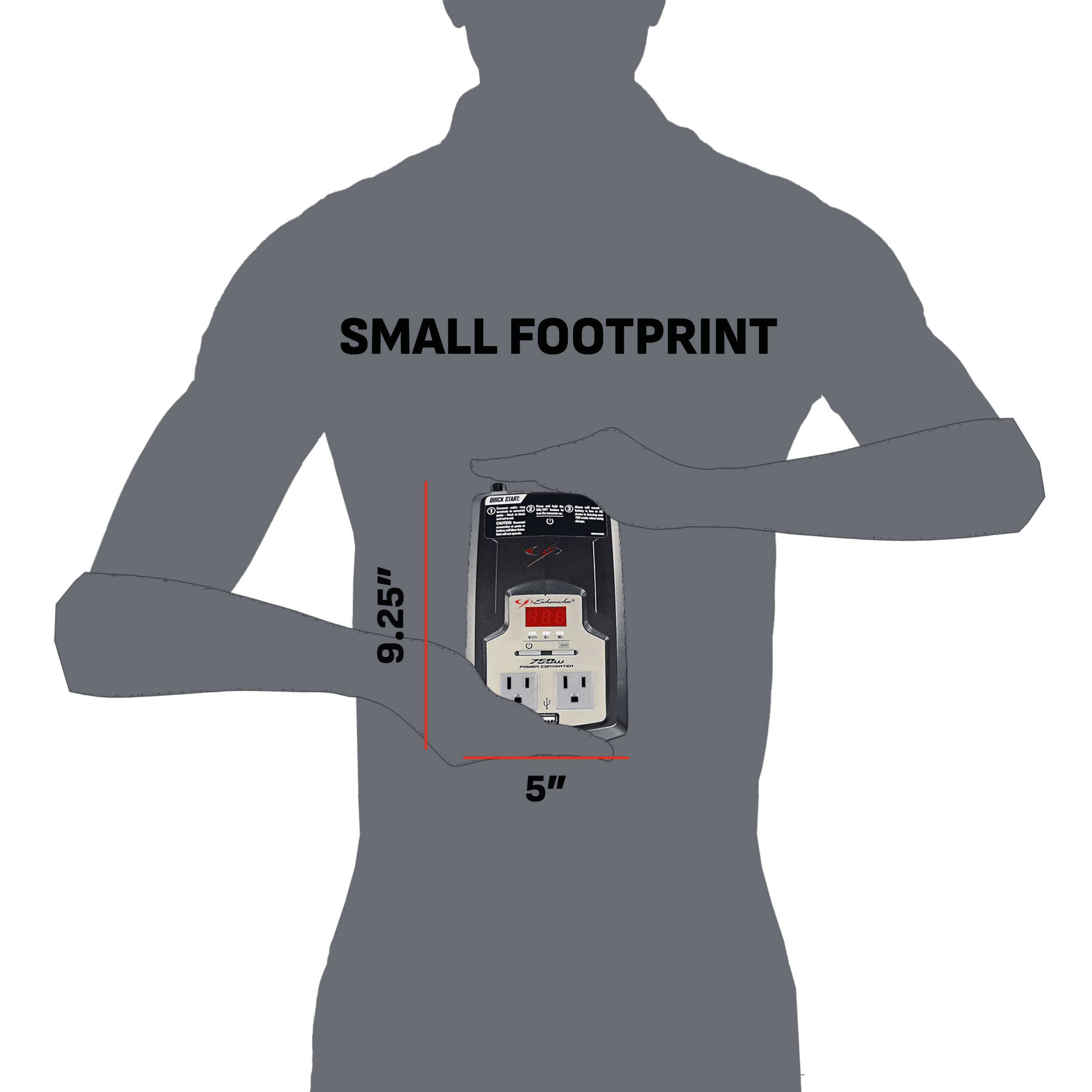 Schumacher 750 Continuous Watt/1500 Peak Watt DC-to-AC Digital Power Inverter – LED Display and Built-in Safety Features