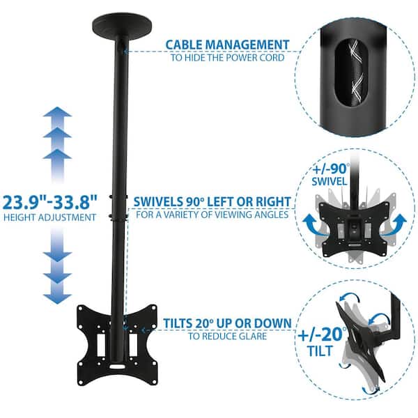 23 in. - 42 in. Full Motion TV Ceiling Mount with 20-Degree Tilt, 66 lbs. Load Capacity