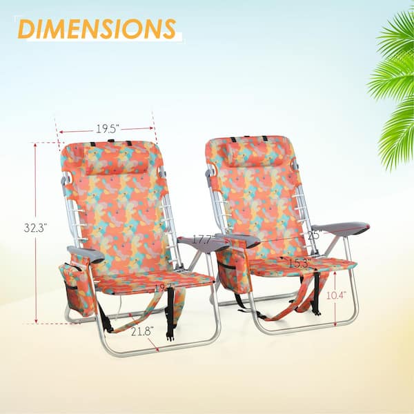 Folding Camping Beach Chair 4 Position Reclining With Cooler Bag Heavy-Duty Easy Carry With Straps Camouflage(2-pack)