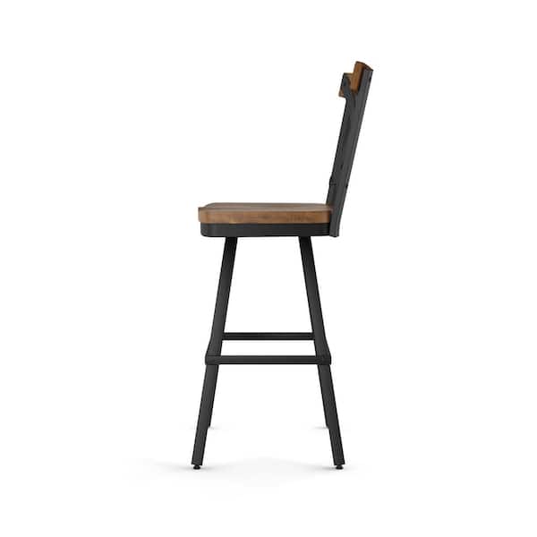 Jasper 26 in. Brown Distressed Wood/Black Metal Swivel Counter Stool