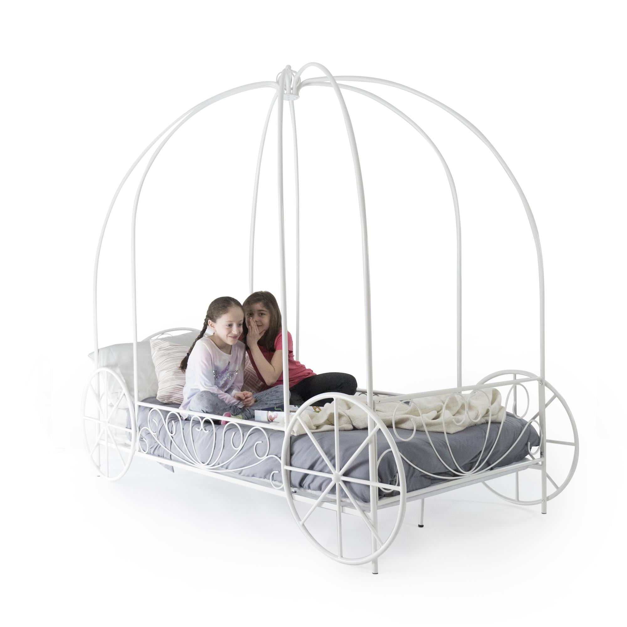 DHP Carriage White Metal Bed, Twin