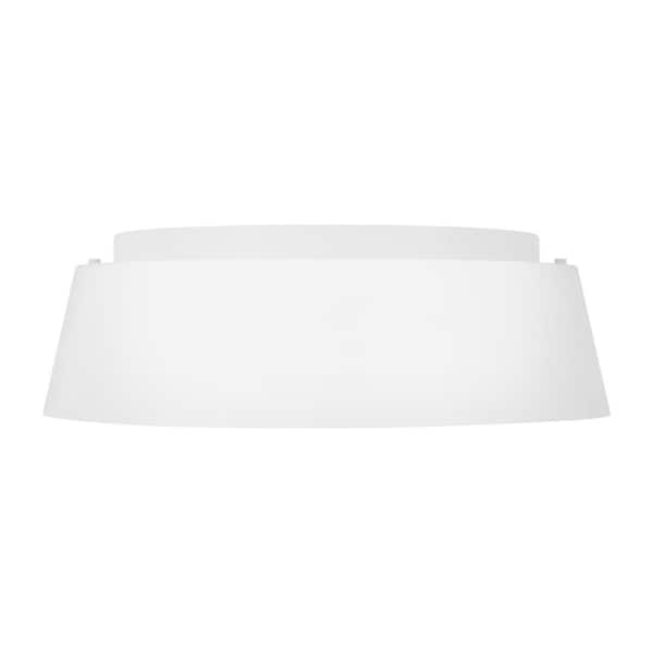 Asher 14.5 in. W 3-Light Matte White and Gold Leaf Semi Flush Mount Light