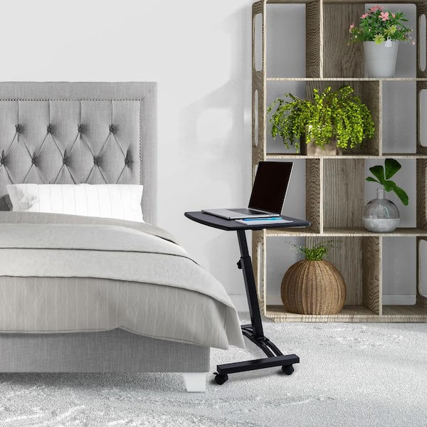 23.75 in. Solid-Top Black Mobile Laptop Desk with Adjustable Height