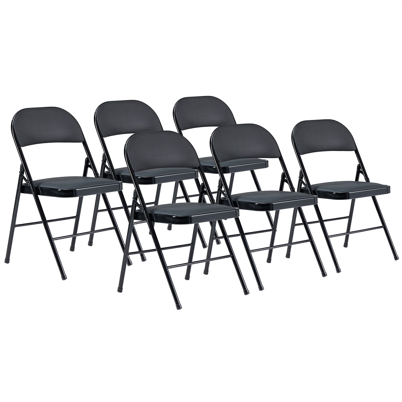UBesGoo 6 Pack Folding Chairs Cushioned Padded Seat Wedding Chairs with Metal Frame Home Office Party Use Black