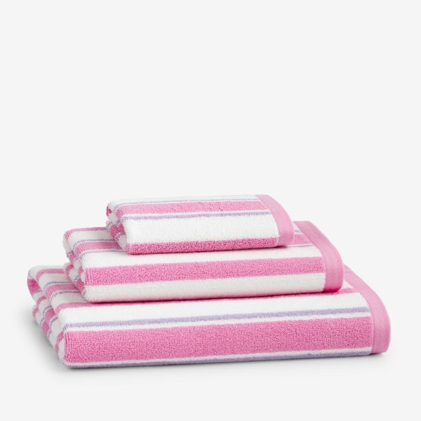 Company Kids Stripe Yarn-Dyed Pink Striped Cotton Single Bath Towel