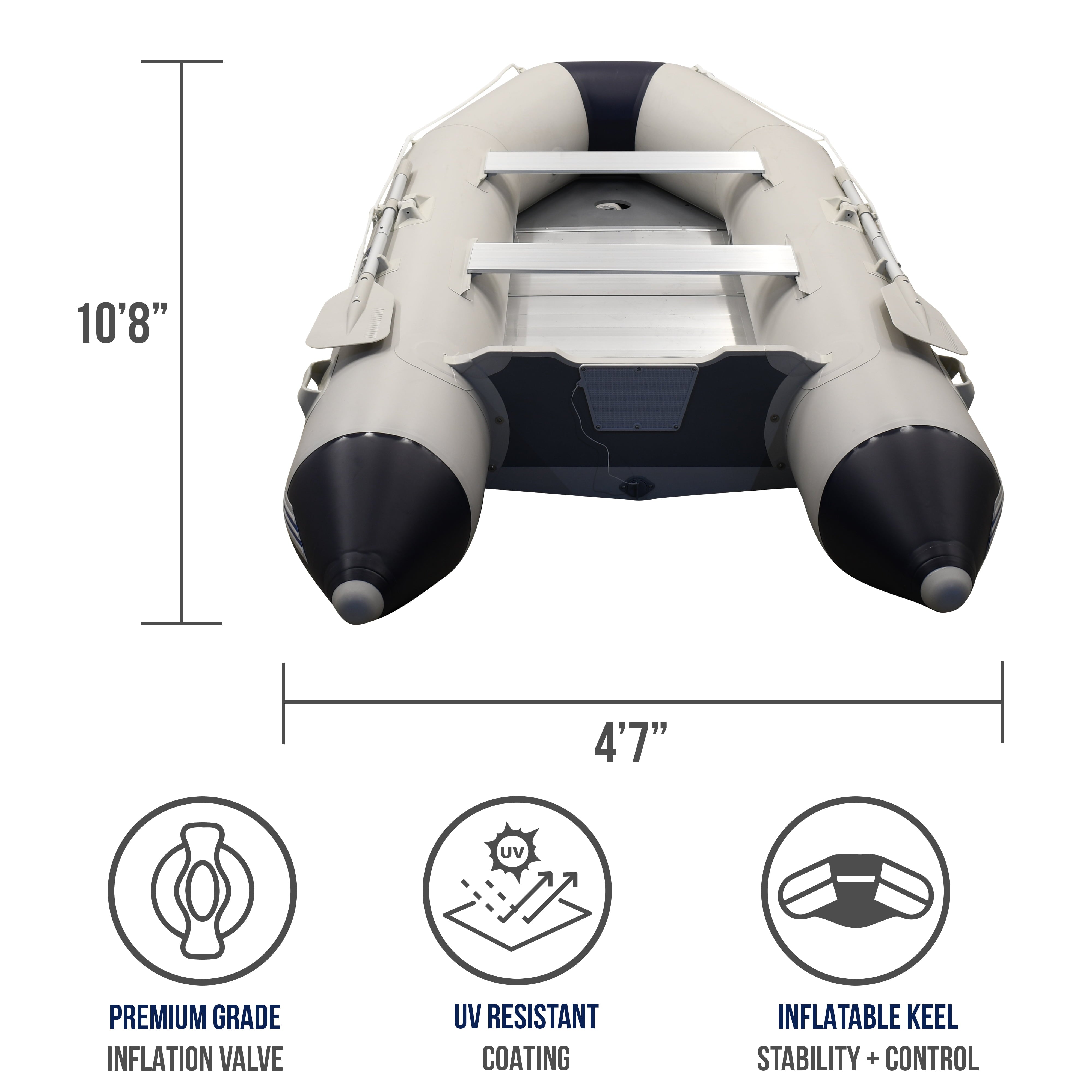 2020 Massimo Inflatable Aluminum Heavy Duty Dinghy Tender Boat Wood Transom (330cm (10.8ft))