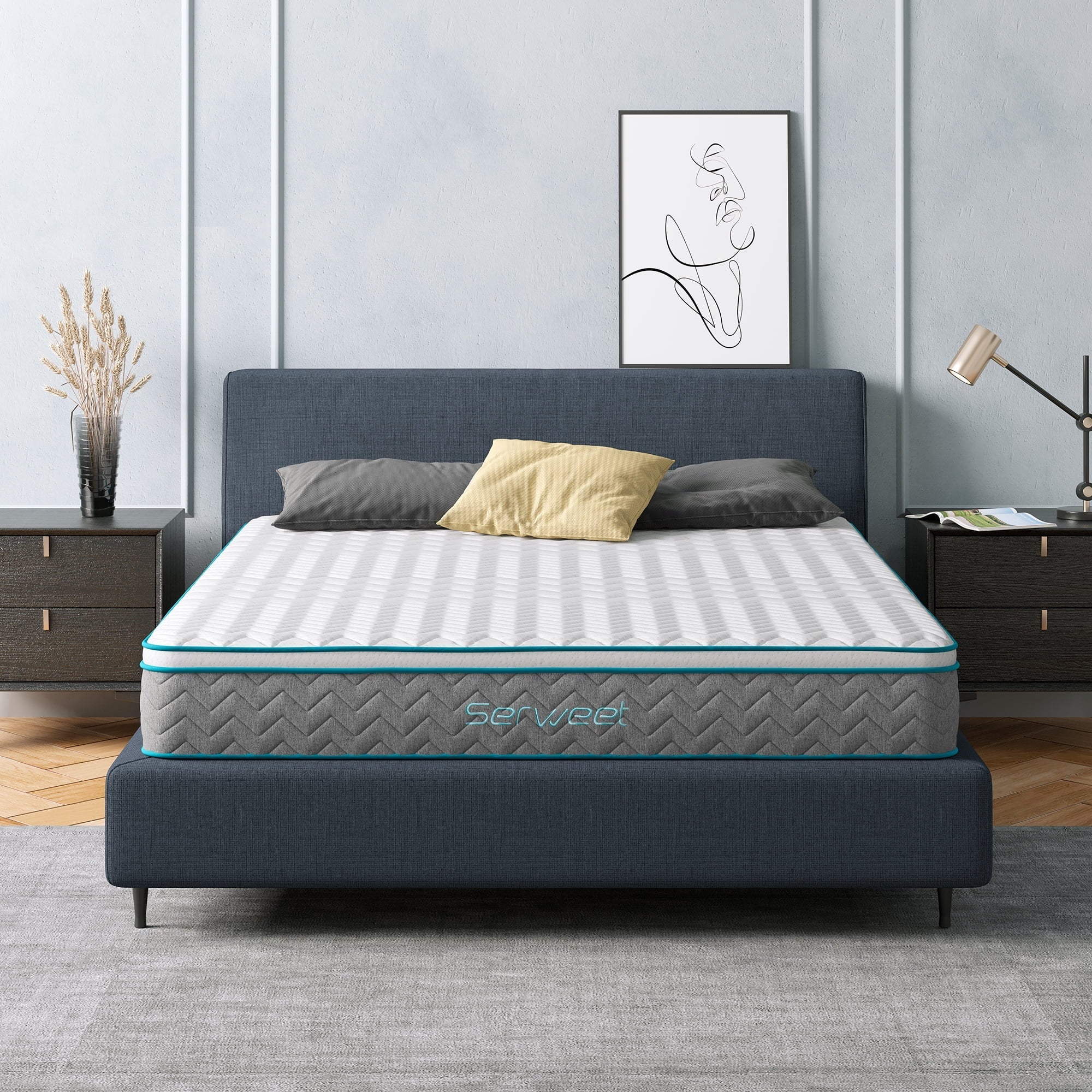 Size Hybrid Mattress, Serweet 10 inch Medium Firm Mattress Queen, with Bamboo Charcoal Memory foam, 7-Zone Innerspring Pillow Top Mattress for Cooler Sleep Supportive & Pressure Relief