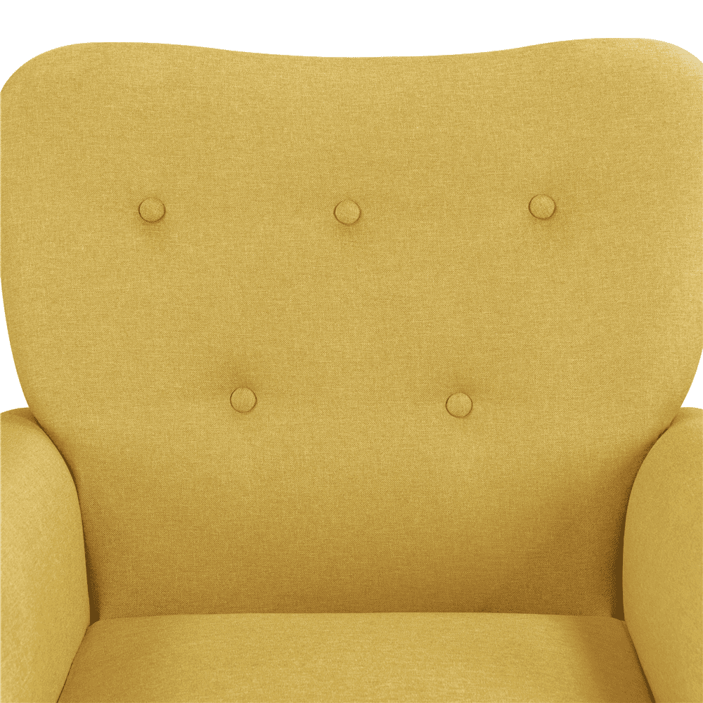 Topeakmart Modern Upholstered Accent Chair Roll Arm Single Sofa with Wooden Leg, Yellow