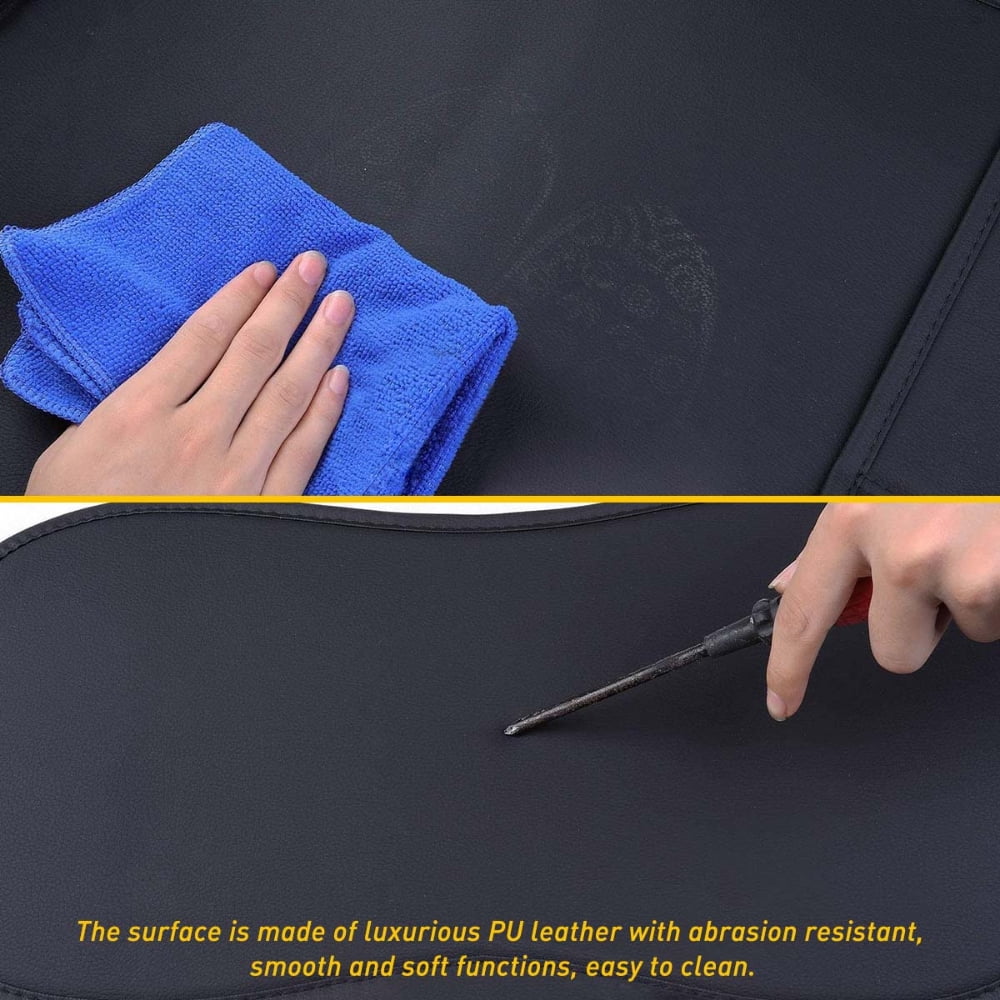 Car Seat Covers Full Set with Waterproof Leather Fit for 2009 to 2023 Ford F150 and 2017 to 2023 F250 F350 F450,Double,Extended Cab or Pickup Truck(Full Set, Black-Blue)