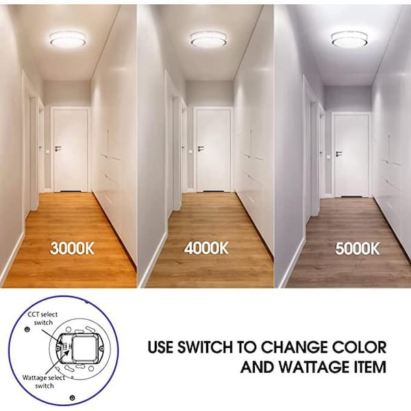 18 in. LED Round Ceiling Light Dimmable Modern Flush Mount Brushed Nickle 24W-32W 3000K-5000K